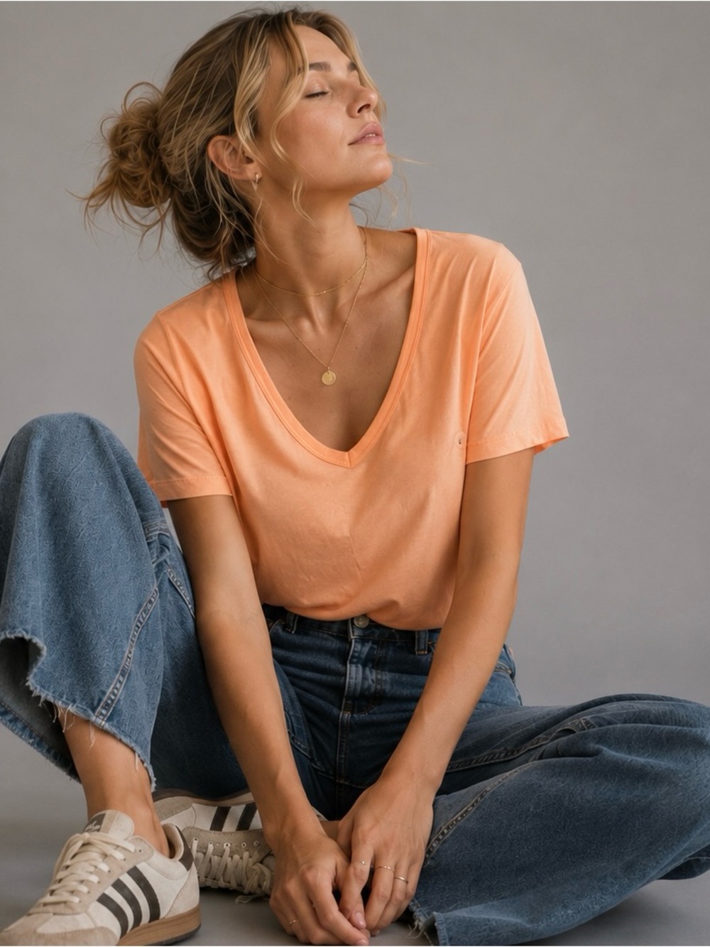 NWT American Eagle Soft & Sexy V Neck Tee Peach Modal Short Sleeve Shirt Small